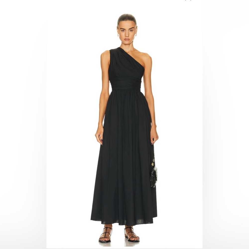 Matteau One-shoulder gathered organic-cotton dress